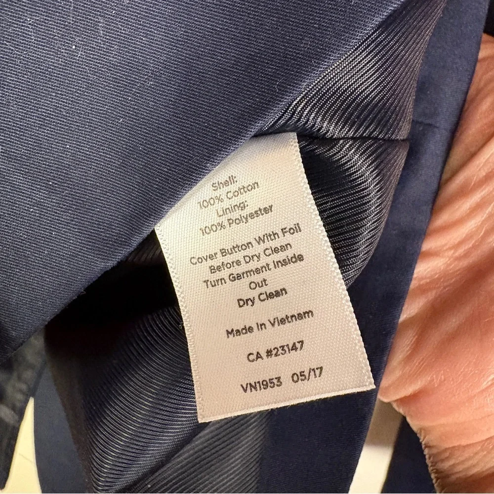 Talbots Navy Blue Cotton Peacoat Jacket Double Breasted Nautical Preppy - Picture 6 of 9
